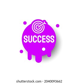 Purple Success Icon Label Sign Brand Tag Banner Ribbon Isolated Background Vector Design Style Illustration