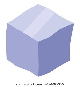 Edulcorante de cubo de azúcar púrpura que representa hábitos alimenticios poco saludables y riesgo de diabetes, promoviendo la conciencia sobre el consumo de azúcar