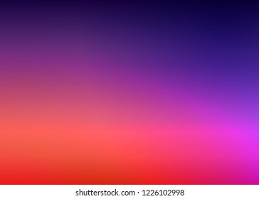 Purple Sunset Blurred Vector Background. Purplish Red Orange Gradient Mesh. Trendy Out-of-focus Effect. Dramatic Saturated Colors. HD format Proportions. Horizontal Layout