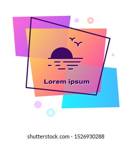 Purple Sunset icon isolated on white background. Color rectangle button. Vector Illustration