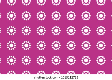 Purple surface with white polka dots rounded pattern. Wallpaper design concept. Geometric circles texture background. Vector 