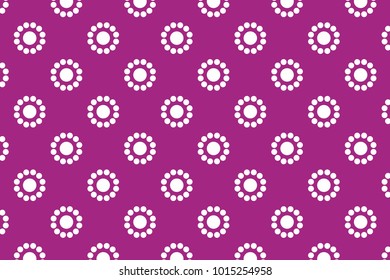 purple surface with white polka dots rounded pattern. Wallpaper design concept. Geometric circles texture background. Vector 