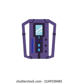 Purple surveyor theodolite sign flat style, vector illustration isolated on white background. Measuring instrument, concept surveyors, geodesists and land engineers