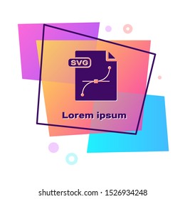 Purple SVG file document. Download svg button icon isolated on white background. SVG file symbol. Color rectangle button. Vector Illustration