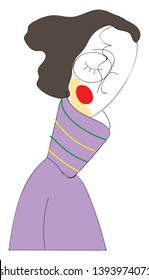 Purple sweaterd glassy girl illustration vector on white background 