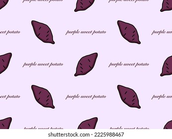 Purple Sweet Potato cartoon character seamless pattern on purple background