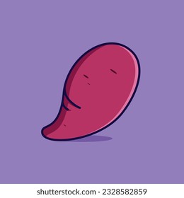 Purple sweet potato simple cartoon vector icon illustration food nature icon 