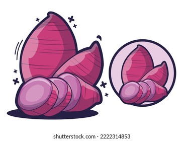 purple sweet potatos icon cartoon illustration