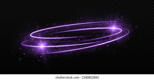 Purple swirl circles. Magic luminous lines with light effect.