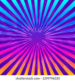 Purple swirl and magic stars.  Bright attractive style flyer presentation template. Minimal vaporwave synthwave style background. Neon circle with pink and blue. Synthwave Vector illustration EPS 10