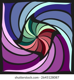 Roxo turbilhão de vórtice. Design em espiral trançado. Padrão de rotação do vetor. Ilustração dinâmica do whirlpool.