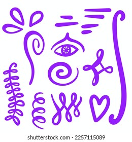 Purple Swirls Swoosh Vector Hand Drawn Highlighter Accent Line Work