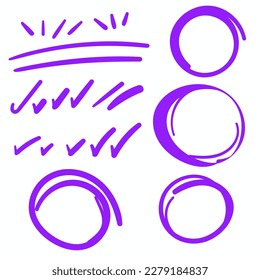 Purple Swirls Swoosh Vector Hand Drawn Highlighter Accent Line Work