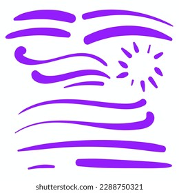 Purple Swirls Swoosh Vector Hand Drawn Highlighter Accent Line Work