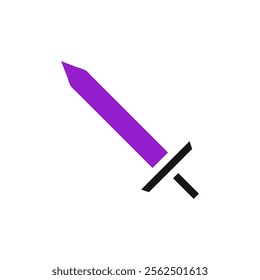 Purple sword icon. Concept of game, battle, and fight.