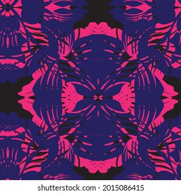 Purple Symmetric Floral seamless pattern design for fashion textiles and graphics