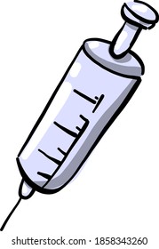 Purple syringe, illustration, vector on white background