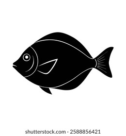 Purple Tang Silhouette Vector Art and Purple Tang Fish Black Color Illustration