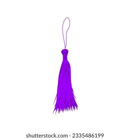 purple tassels. handicrafts made of yarn 

