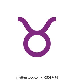 Purple Taurus zodiac sign. Astrology symbol vector illustration