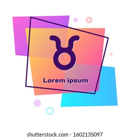 Purple Taurus zodiac sign icon isolated on white background. Astrological horoscope collection. Color rectangle button. Vector Illustration