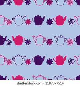 Purple Teapot flower seamless pattern background. Perfect for scrapbooking,, fabric, and wallpaper projects. 