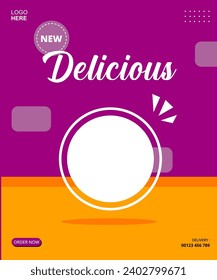 purple template social media food design post delicious