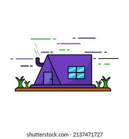 Purple tent vector. Simple illustration of building design