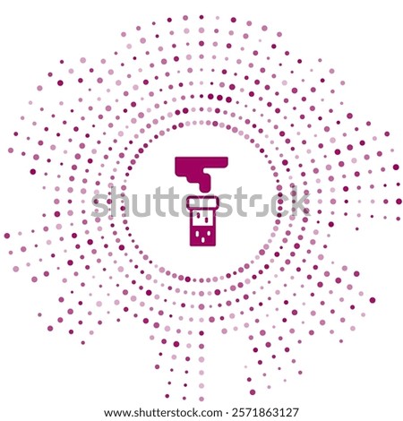 Purple Test tube and flask chemical laboratory test icon isolated on white background. Laboratory glassware sign. Abstract circle random dots. Vector