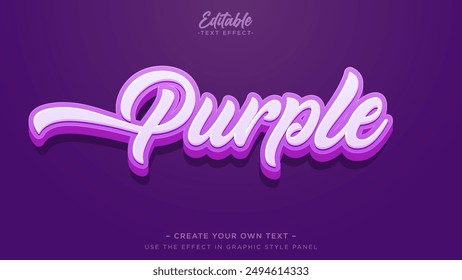 Purple text effect banner headline. editable text effect 