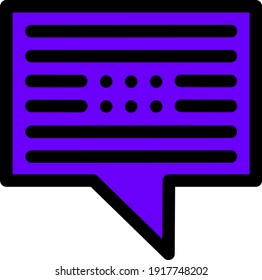 Purple text message notification, illustration, vector on white background.