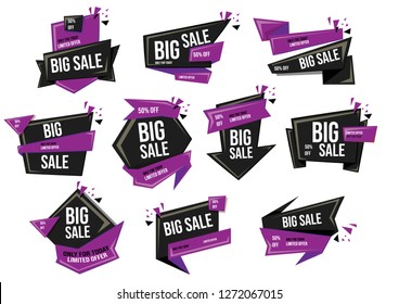 purple theme banner sale set,eps 10,vector