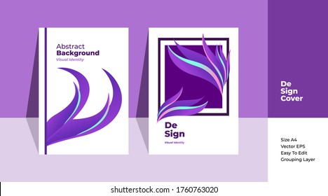 Purple theme colour Paper A4 cover templates with 100% Vector, ready to use, editable scalable, for company profile, poster, book cover, flyer, advertise, product promotion, social media or other.