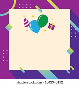 Purple themed birthday card with bold and bright tone of colors. It represent joy and warm.