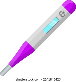 Purple thermometer, illustration, vector on a white background.