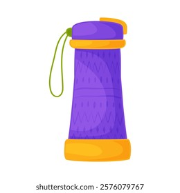 Purple Thermos Bottle with Strap Illustration