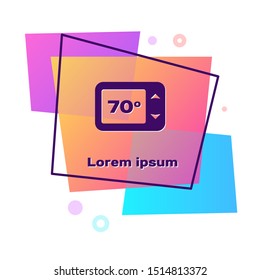 Purple Thermostat icon isolated on white background. Temperature control. Color rectangle button. Vector Illustration