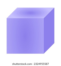Purple three dimensional cube vector design element. Abstract customizable symbol for infographic with blank copy space. Editable shape for instructional graphics. Visual data presentation component