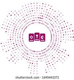 Purple Three tarot cards icon isolated on white background. Magic occult set of tarot cards. Abstract circle random dots. Vector Illustration