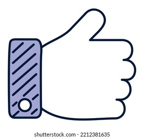 purple thumb up over white