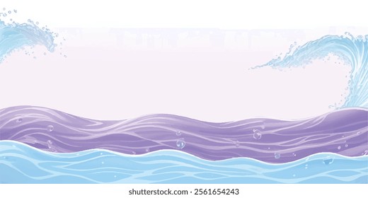 Purple Tides: Soft Watercolor Waves in Abstract Design: Soft, calming watercolor ocean waves in purple tones, perfect for ocean-inspired backgrounds, digital art, or abstract design graphics."