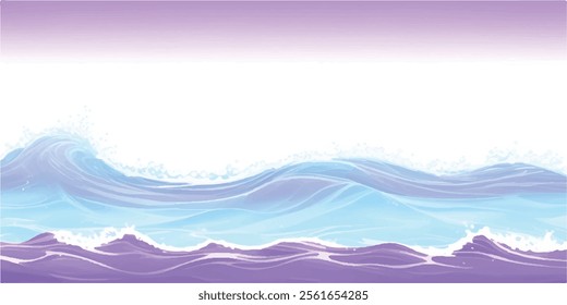 Purple Tides: Soft Watercolor Waves in Abstract Design: Soft, calming watercolor ocean waves in purple tones, perfect for ocean-inspired backgrounds, digital art, or abstract design graphics."