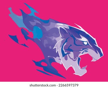 Purple tiger logo design vector stock illustration