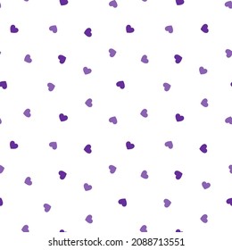 Purple tiny hearts on white background.