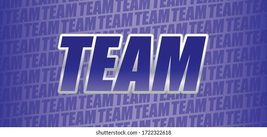 Purple tittle team in metallic frame applied on purple gradient background with repeated word