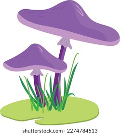 purple toadstool in the grass, vector