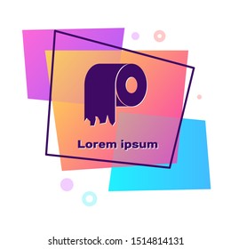 Purple Toilet paper roll icon isolated on white background. Color rectangle button. Vector Illustration