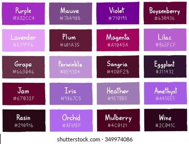 Shades Of Violet Color Chart