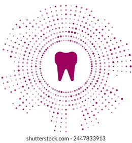 Purple Tooth icon isolated on white background. Tooth symbol for dentistry clinic or dentist medical center and toothpaste package. Abstract circle random dots. Vector Illustration