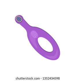 Purple toothbrush illustration. Bathroom, hygiene, brush. Dental care concept. Vector illustration can be used for topics like stomatology, hygiene, daily routine